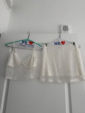 Princess Polly White Sequin Mini Skirt and Cami Set